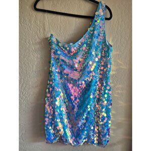 Fashion Nova Aqua Sequin Mini Dress XL
